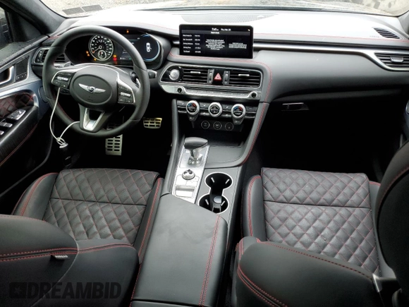 2023 Genesis G70 3.3T with VIN KMTG54TE2PU113421, listed as a Copart auction lot 46648975 with 17,375 mi miles and Salvage title. Bid and sale history available at DreamBid. Image 8.
