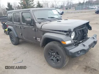 2019 Jeep Wrangler Unlimited Sport Altitude with VIN 1C4HJXDG0KW559807, listed as a IAAI auction lot 41790082 with 34,221 mi miles and . Bid and sale history available at DreamBid. Image 1.