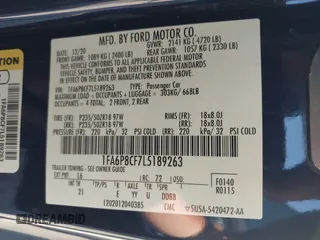 2020 Ford Mustang GT with VIN 1FA6P8CF7L5189263, listed as a IAAI auction lot 42474664 with 93,491 mi miles and . Bid and sale history available at DreamBid. Image 9.