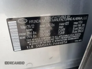 2022 Hyundai Santa Fe Limited with VIN 5NMS44AL3NH448754, listed as a Copart auction lot 87461164 with 47,134 mi miles and Salvage Title. Bid and sale history available at carsss.com. Image 14.