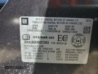 2014 Chevrolet Equinox LT with VIN 2GNALBEK8E6273050, listed as a Copart auction lot 49848855 with 102,724 mi miles and Clean Title. Bid and sale history available at carsss.com. Image 13.