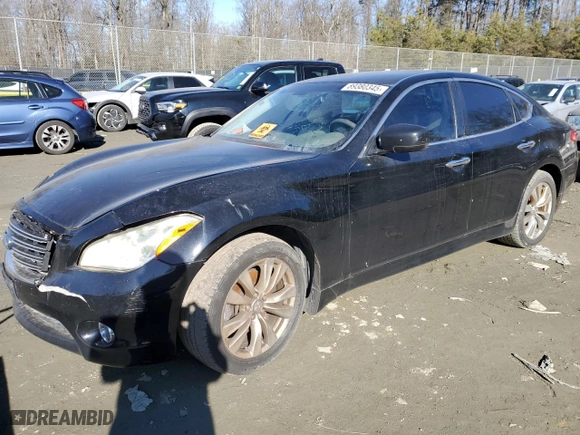 2012 Infiniti M37 with VIN JN1BY1AR1CM390448, listed as a Copart auction lot 89380345 with 161115 miles and Salvage Title. Bid and sale history available at carsss.com. Image 1.