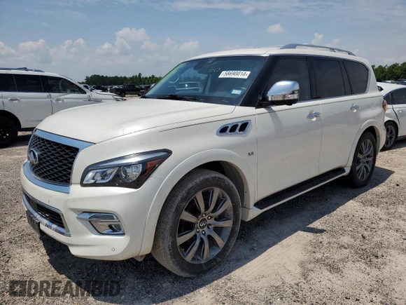 2017 Infiniti QX80 with VIN JN8AZ2ND0H9830667, listed as a Copart auction lot 58690014 with 124,251 mi miles and Clean Title. Bid and sale history available at carsss.com. Image 1.