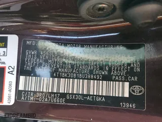 2011 Toyota Avalon with VIN 4T1BK3DB1BU388492, listed as a Copart auction lot 50558525 with 156,818 mi miles and Salvage Title. Bid and sale history available at carsss.com. Image 13.