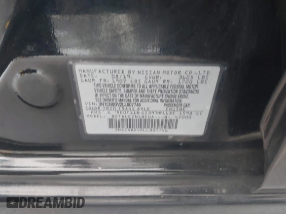 2020 Nissan Versa S z VIN 3N1CN8DV2LL807746, wystawiony jako IAAI lot #42128647 z przebiegiem 121 317 mil mil oraz . Historia ofert i sprzedaży dostępna na DreamBid. Obrazek 9.