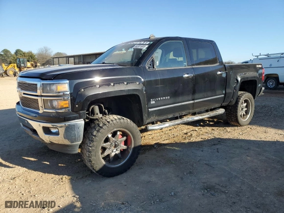 2014 Chevrolet Silverado 1500 LTZ with VIN 3GCUKSEC0EG183557, listed as a Copart auction lot 46301695 with 128,379 mi miles and Salvage Title. Bid and sale history available at carsss.com. Image 1.