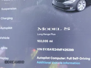 2021 Tesla Model S Long Range Plus z VIN 5YJSA1E24MF426299, wystawiony jako IAAI lot #41673498 z przebiegiem 102 035 mil mil oraz . Historia ofert i sprzedaży dostępna na DreamBid. Obrazek 15.
