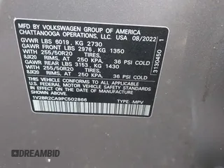 2023 Volkswagen Atlas SEL z VIN 1V2BR2CA9PC502866, wystawiony jako IAAI lot #41877062 z przebiegiem 18 605 mil mil oraz . Historia ofert i sprzedaży dostępna na DreamBid. Obrazek 9.