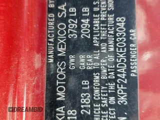 2019 Kia Forte LXS z VIN 3KPF24AD5KE033048, wystawiony jako Copart lot #52707165 z przebiegiem 75 611 mil mil oraz Szkoda całkowita • Salvage title. Historia ofert i sprzedaży dostępna na DreamBid. Obrazek 13.