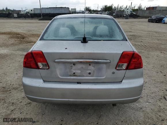2003 Honda Civic DX with VIN 2HGES161X3H551530, listed as a Copart auction lot 52491805 with 0 mi miles and Salvage Title. Bid and sale history available at carsss.com. Image 6.