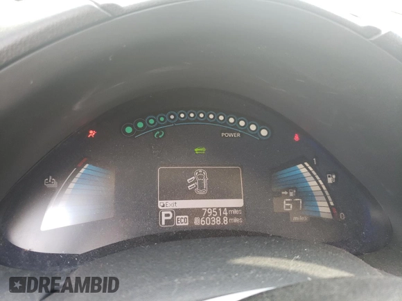 2015 Nissan LEAF S with VIN 1N4AZ0CP7FC320223, listed as a Copart auction lot 61234915 with 79,514 mi miles and Salvage title. Bid and sale history available at DreamBid. Image 9.