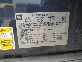2017 Chevrolet Traverse LS with VIN 1GNKRFED0HJ274650, listed as a Copart auction lot 62949885 with 138,043 mi miles and Salvage title. Bid and sale history available at DreamBid. Image 14.
