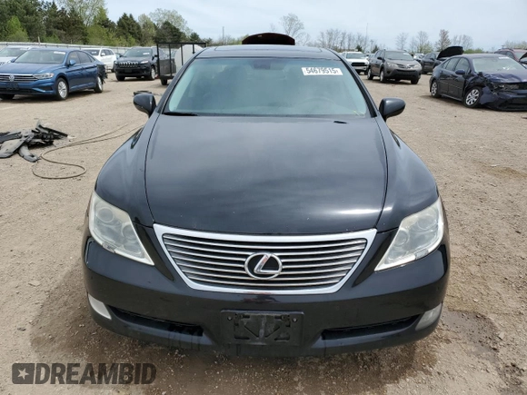 2009 Lexus LS 460 with VIN JTHCL46F195002703, listed as a Copart auction lot 54679515 with 222,391 mi miles and Salvage title. Bid and sale history available at DreamBid. Image 5.