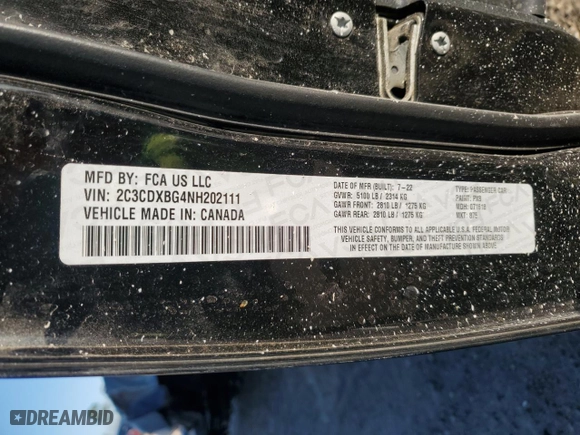 2022 Dodge Charger SXT with VIN 2C3CDXBG4NH202111, listed as a Copart auction lot 48432765 with 35,092 mi miles and Salvage Title. Bid and sale history available at carsss.com. Image 12.