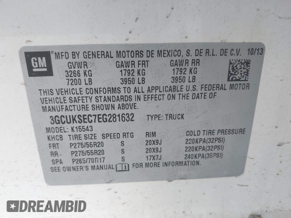 2014 Chevrolet Silverado 1500 LTZ with VIN 3GCUKSEC7EG281632, listed as a IAAI auction lot 42064565 with 178,957 mi miles. Bid and sale history available at carsss.com. Image 9.