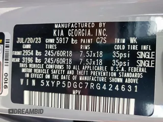 2024 Kia Telluride SX X-Line z VIN 5XYP5DGC7RG424631, wystawiony jako Copart lot #59235715 z przebiegiem 15 823 mil mil oraz Szkoda całkowita • Salvage title. Historia ofert i sprzedaży dostępna na DreamBid. Obrazek 13.