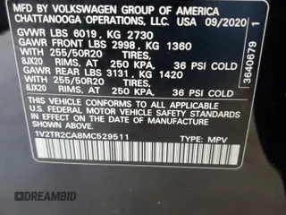 2021 Volkswagen Atlas SEL Premium with VIN 1V2TR2CA8MC529511, listed as a Copart auction lot 53453355 with 116,082 mi miles and Salvage title. Bid and sale history available at DreamBid. Image 13.