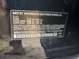 2021 BMW 8 Series M850i z VIN WBAGV8C06MCG35500, wystawiony jako Copart lot #59467425 z przebiegiem 54 268 mil mil oraz Szkoda całkowita • Salvage title. Historia ofert i sprzedaży dostępna na DreamBid. Obrazek 12.
