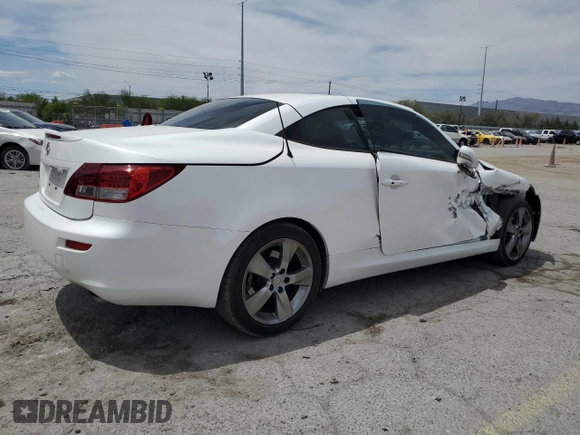 2010 Lexus IS 250 C with VIN JTHFF2C23A2508307, listed as a Copart auction lot 58031435 with 75,331 mi miles and Salvage title. Bid and sale history available at DreamBid. Image 3.