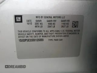 2013 Cadillac CTS Premium with VIN 1G6DP5E33D0126889, listed as a Copart auction lot 57605025 with 252,047 mi miles and Salvage title. Bid and sale history available at DreamBid. Image 12.