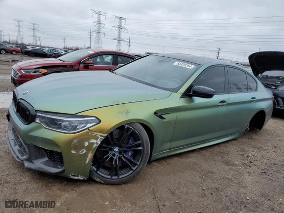 2019 BMW M5 with VIN WBSJF0C53KB284461, listed as a Copart auction lot 85320354 with 0 mi miles and Salvage Title. Bid and sale history available at carsss.com. Image 1.
