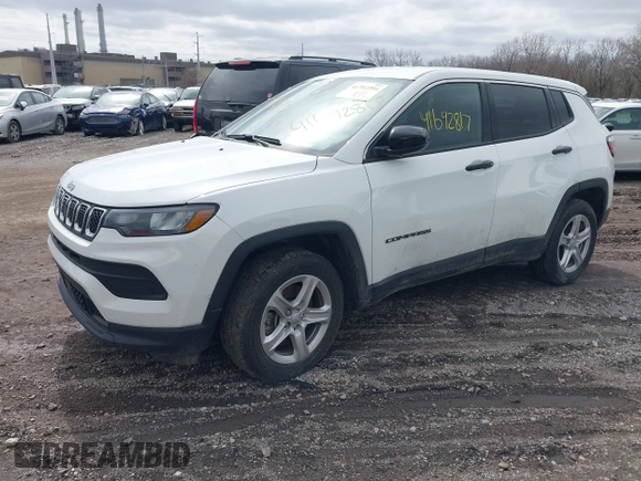2023 Jeep Compass Sport with VIN 3C4NJDAN6PT512279, listed as a IAAI auction lot 41692817 with 136,696 mi miles and . Bid and sale history available at DreamBid. Image 2.