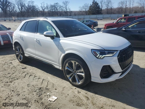 2022 Audi Q3 S line Premium Plus with VIN WA1EECF35N1040077, listed as a Copart auction lot 43947575 with 41,777 mi miles and Salvage Title. Bid and sale history available at carsss.com. Image 4.