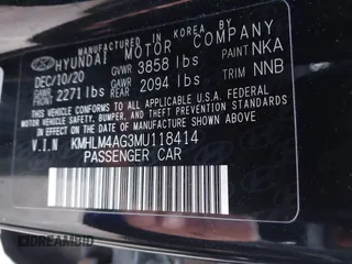 2021 Hyundai Elantra SEL with VIN KMHLM4AG3MU118414, listed as a IAAI auction lot 41531887 with 48,889 mi miles and . Bid and sale history available at carsss.com. Image 9.