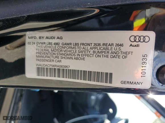 2024 Audi A5 Sportback S line Premium with VIN WAUDACF56RA083957, listed as a Copart auction lot 71393284 with 1,777 mi miles and Salvage Title. Bid and sale history available at carsss.com. Image 12.