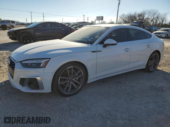 2023 Audi A5 Sportback S line Premium Plus with VIN WAUFACF53PA045351, listed as a Copart auction lot 38337454 with 9,512 mi miles. Bid and sale history available at carsss.com. Image 1.