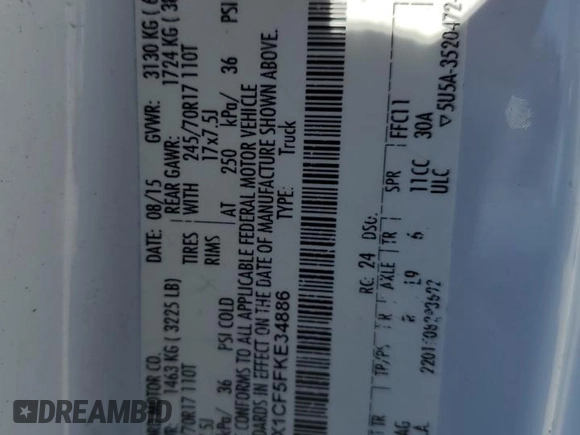 2015 Ford F-150 XL with VIN 1FTEX1CF5FKE34886, listed as a Copart auction lot 47981875 with 341,002 mi miles and Salvage Title. Bid and sale history available at carsss.com. Image 12.