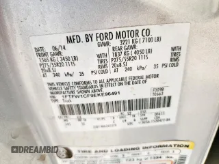 2014 Ford F-150 XL with VIN 1FTFW1CF9EKE96491, listed as a Copart auction lot 60846965 with 68,885 mi miles and Salvage title. Bid and sale history available at DreamBid. Image 13.
