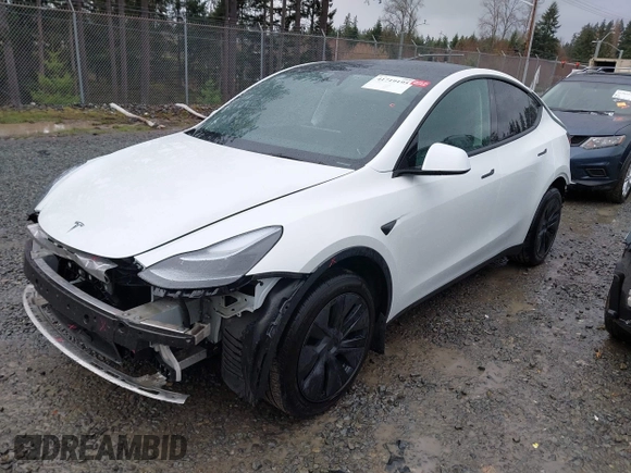 2025 Tesla Model Y Long Range with VIN 7SAYGDEDXSF248734, listed as a IAAI auction lot 41719195 with 5,876 mi miles and . Bid and sale history available at DreamBid. Image 2.