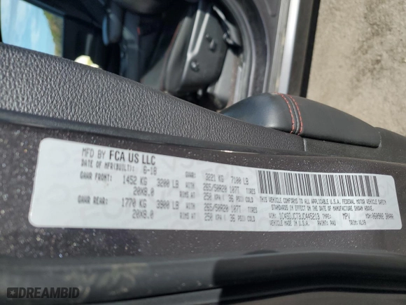 2018 Dodge Durango R/T with VIN 1C4SDJCT3JC445213, listed as a Copart auction lot 47977325 with 42,732 mi miles and Salvage Title. Bid and sale history available at carsss.com. Image 13.