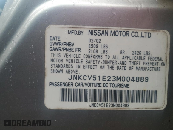 2003 Infiniti G35 with VIN JNKCV51E23M004889, listed as a Copart auction lot 74903104 with Not Provided miles and Salvage Title. Bid and sale history available at DreamBid. Image 13.