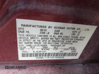 2002 Nissan Altima SE with VIN 1N4BL11E12C103029, listed as a IAAI auction lot 41953119 with 150,499 mi miles. Bid and sale history available at carsss.com. Image 9.