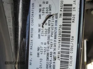 2010 Mazda 3 Mazdaspeed3 Sport с VIN JM1BL1H49A1280736, выставлен на аукционе Copart как лот 56721505 с пробегом Не указан миль и Чистый • Clean title. История ставок и продаж доступна на DreamBid. Изображение 12.