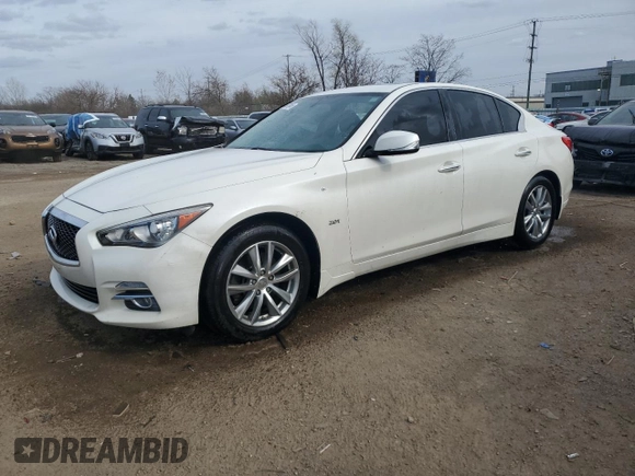 2016 Infiniti Q50 2.0t Premium with VIN JN1CV7AR8GM252752, listed as a Copart auction lot 53073845 with 143,706 mi miles and Salvage Title. Bid and sale history available at carsss.com. Image 1.