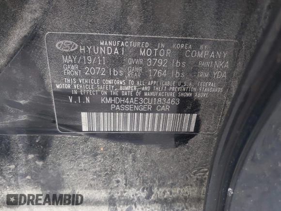 2012 Hyundai Elantra Limited с VIN KMHDH4AE3CU183463, выставлен на аукционе IAAI как лот 42361505 с пробегом 119 874 миль миль и . История ставок и продаж доступна на DreamBid. Изображение 9.