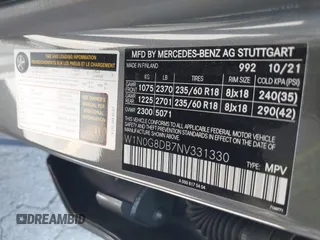 2022 Mercedes-Benz GLC 300 with VIN W1N0G8DB7NV331330, listed as a IAAI auction lot 42396553 with Not provided miles and . Bid and sale history available at DreamBid. Image 9.