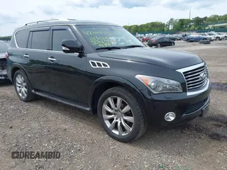 2012 Infiniti QX56 7-passenger with VIN JN8AZ2NE9C9020665, listed as a IAAI auction lot 42345386 with 143,596 mi miles and . Bid and sale history available at DreamBid. Image 1.