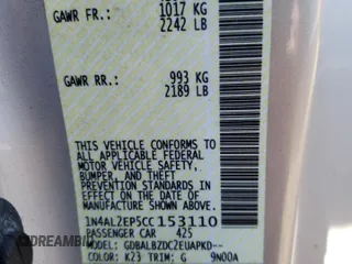 2012 Nissan Altima 2.5 S with VIN 1N4AL2EP5CC153110, listed as a Copart auction lot 64817244 with 154,923 mi miles and Non Repairable. Bid and sale history available at carsss.com. Image 12.