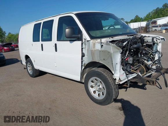 2014 Chevrolet Express Cargo Van with VIN 1GCSGAFX2E1151373, listed as a IAAI auction lot 42045528 with 123,718 mi miles. Bid and sale history available at carsss.com. Image 1.