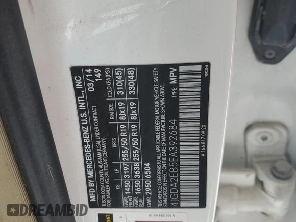 2014 Mercedes-Benz M 350 with VIN 4JGDA2EB5EA392684, listed as a Copart auction lot 44908155 with 212,664 mi miles and Clean Title. Bid and sale history available at DreamBid. Image 13.
