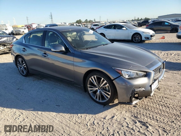 2021 Infiniti Q50 Signature Edition with VIN JN1EV7CP8MM702951, listed as a Copart auction lot 80562724 with 65,016 mi miles and Salvage title. Bid and sale history available at DreamBid. Image 4.