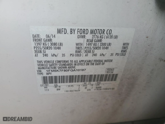 2015 Ford Explorer Limited with VIN 1FM5K7F80FGA10187, listed as a Copart auction lot 51185015 with 231,228 mi miles and Clean Title. Bid and sale history available at carsss.com. Image 13.