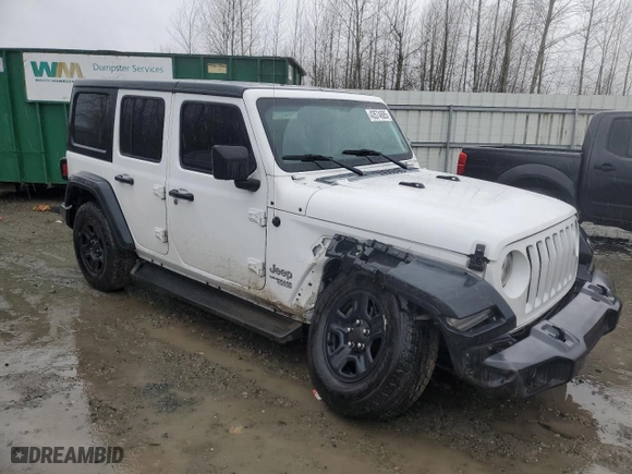 2018 Jeep Wrangler Unlimited Sport S with VIN 1C4HJXDN8JW293224, listed as a Copart auction lot 43574685 with 50,873 mi miles and Salvage Title. Bid and sale history available at carsss.com. Image 4.