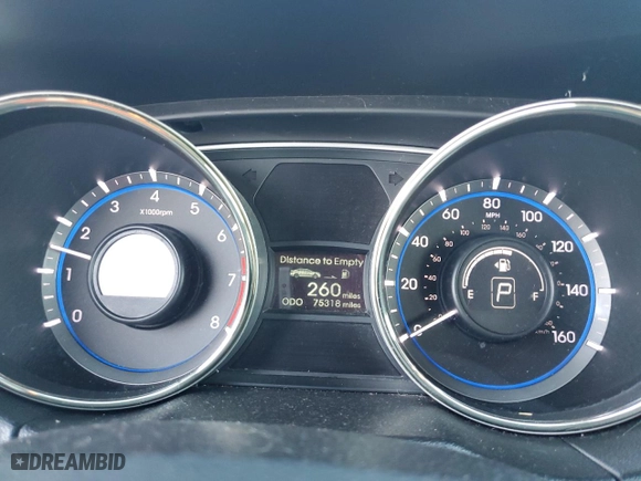 2013 Hyundai Sonata GLS PZEV with VIN 5NPEB4AC0DH693175, listed as a Copart auction lot 49872475 with 75,318 mi miles and Salvage Title. Bid and sale history available at carsss.com. Image 9.