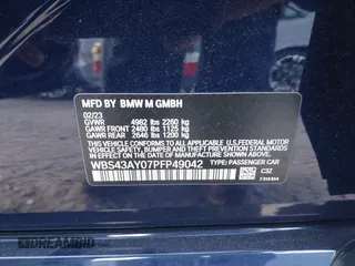 2023 BMW M3 Competition xDrive z VIN WBS43AY07PFP49042, wystawiony jako IAAI lot #41515546 z przebiegiem 10 406 mil mil oraz . Historia ofert i sprzedaży dostępna na DreamBid. Obrazek 9.
