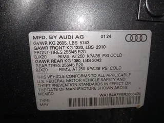 2024 Audi SQ5 Premium Plus with VIN WA1B4AFY5R2063431, listed as a IAAI auction lot 41710492 with 10,301 mi miles. Bid and sale history available at carsss.com. Image 9.